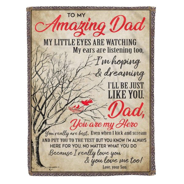 I'm Hoping And Dreaming Fleece Blanket Gift For Dad - Image 8