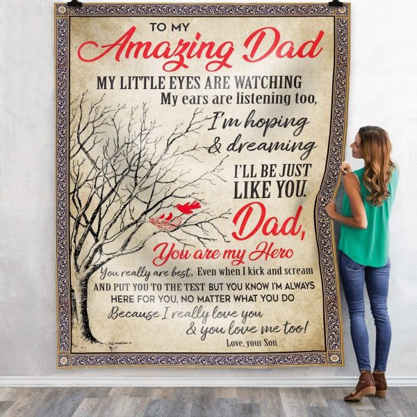 I'm Hoping And Dreaming Fleece Blanket Gift For Dad - Image 5