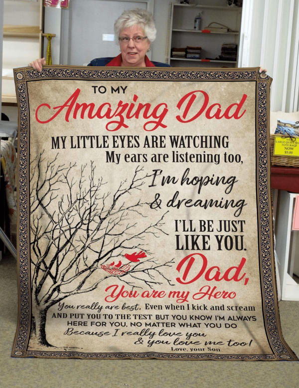 I'm Hoping And Dreaming Fleece Blanket Gift For Dad - Image 7