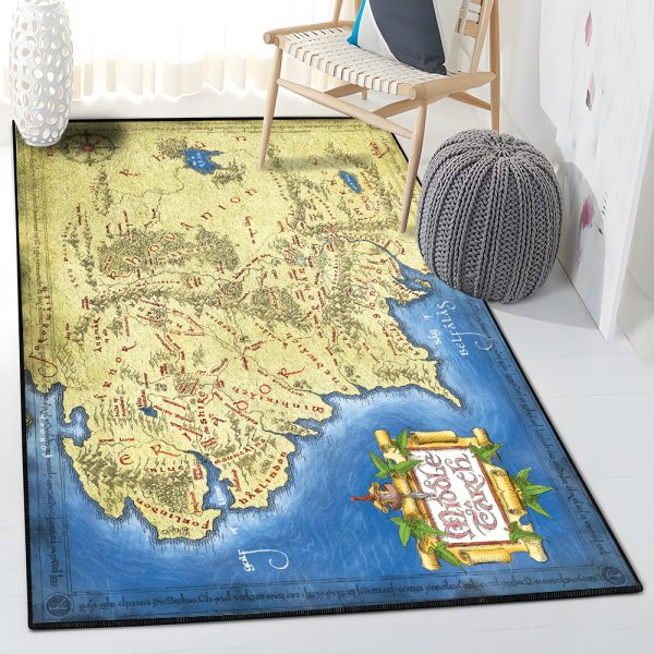 Adventure Modern Rugs Middle Earth Map Area Lor High Resolution Rug Rectangle Rugs Washable Area Rug Non-Slip Carpet For Living Room Bedroom