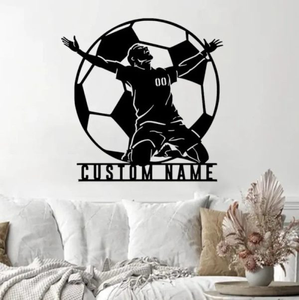 Personalized Man Soccer Metal Wall Art Led Lights, Custom Soccer Ball - Image 3