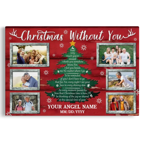 Personalized Canvas Prints, Custom Photo, Memorial Gifts, Sympathy Gifts, Christmas Tree Memorial, Christmas Without You Dem Canvas - Image 6