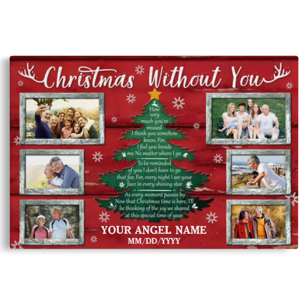 Personalized Canvas Prints, Custom Photo, Memorial Gifts, Sympathy Gifts, Christmas Tree Memorial, Christmas Without You Dem Canvas - Image 7