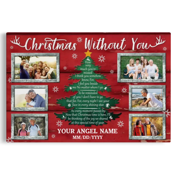 Personalized Canvas Prints, Custom Photo, Memorial Gifts, Sympathy Gifts, Christmas Tree Memorial, Christmas Without You Dem Canvas - Image 8