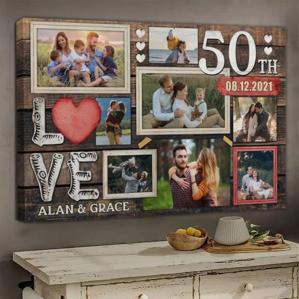 Personalized Canvas Prints, Custom Photo, Gifts For Couples, 50th Anniversary Gifts For Husband And Wife, Love 50th Anniversary Dem Canvas - Image 2