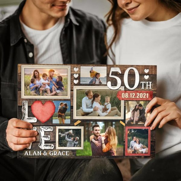 Personalized Canvas Prints, Custom Photo, Gifts For Couples, 50th Anniversary Gifts For Husband And Wife, Love 50th Anniversary Dem Canvas - Image 3