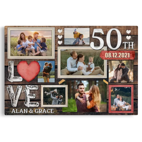 Personalized Canvas Prints, Custom Photo, Gifts For Couples, 50th Anniversary Gifts For Husband And Wife, Love 50th Anniversary Dem Canvas - Image 7