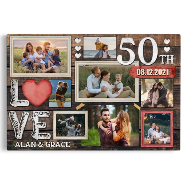 Personalized Canvas Prints, Custom Photo, Gifts For Couples, 50th Anniversary Gifts For Husband And Wife, Love 50th Anniversary Dem Canvas - Image 8