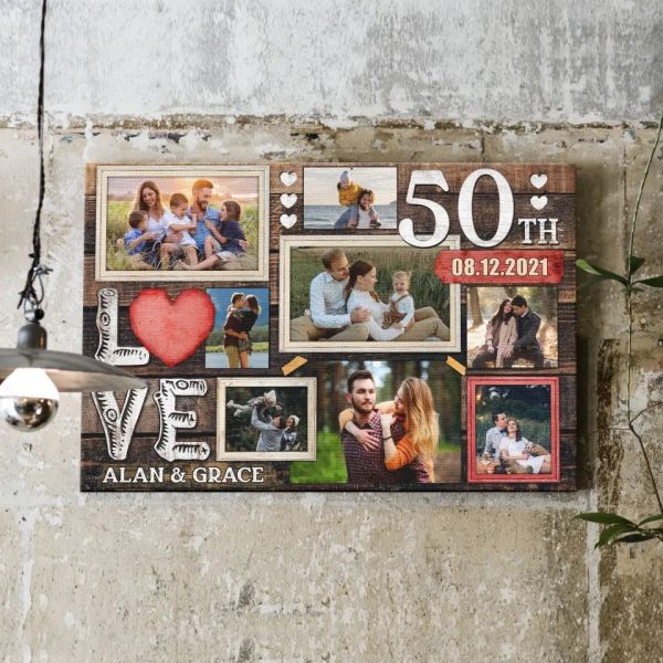 Personalized Canvas Prints, Custom Photo, Gifts For Couples, 50th Anniversary Gifts For Husband And Wife, Love 50th Anniversary Dem Canvas