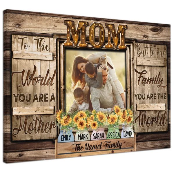 Personalized Canvas Prints Custom Mother's Day, Mason Jar Flowers Clipart, Mother You Are The World Dem Canvas - Image 6