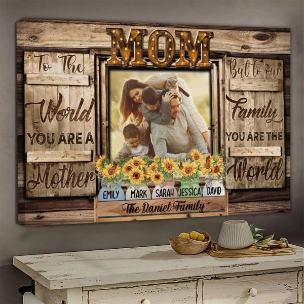 Personalized Canvas Prints Custom Mother's Day, Mason Jar Flowers Clipart, Mother You Are The World Dem Canvas - Image 5