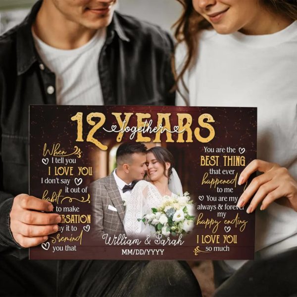 Personalized Photo Canvas Prints, Gifts For Couples, 12th Anniversary Gift For Husband And Wife, 12 Years When I Tell You I Love You Dem Canvas - Image 2