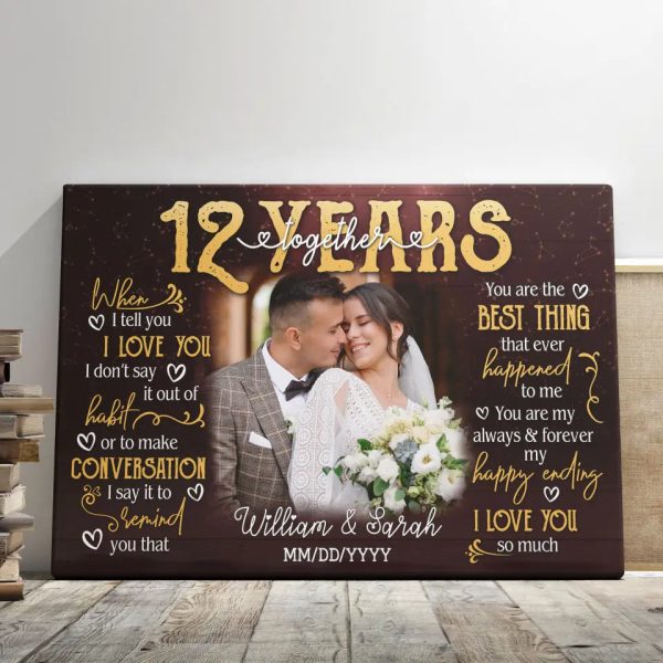 Personalized Photo Canvas Prints, Gifts For Couples, 12th Anniversary Gift For Husband And Wife, 12 Years When I Tell You I Love You Dem Canvas - Image 5