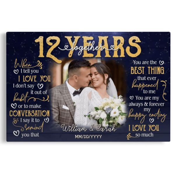 Personalized Photo Canvas Prints, Gifts For Couples, 12th Anniversary Gift For Husband And Wife, 12 Years When I Tell You I Love You Dem Canvas - Image 6