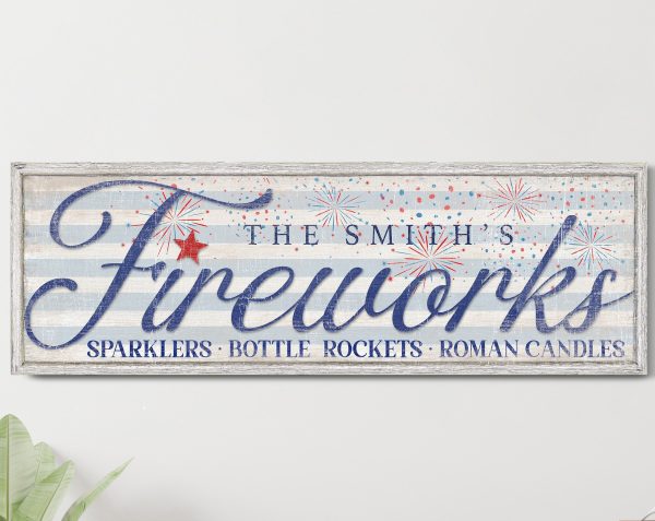 Custom Fireworks Sign, Personalized American Family Name Decor, Rustic 4Th Of July Wall Art, Patriotic Home Decor, Living Room Canvas Print - Image 2