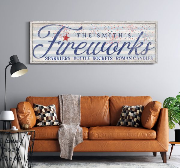 Custom Fireworks Sign, Personalized American Family Name Decor, Rustic 4Th Of July Wall Art, Patriotic Home Decor, Living Room Canvas Print - Image 3