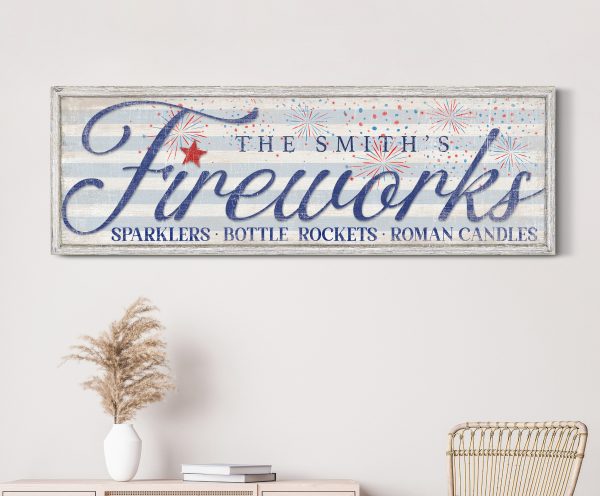 Custom Fireworks Sign, Personalized American Family Name Decor, Rustic 4Th Of July Wall Art, Patriotic Home Decor, Living Room Canvas Print - Image 4