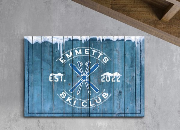 Personalized Ski Club Sign Ski Club Canvas Sign Custom Name Sign Ski Lover Gift Rustic Winter Sports Sign Vintage Winter Sign Frosty Design - Image 3