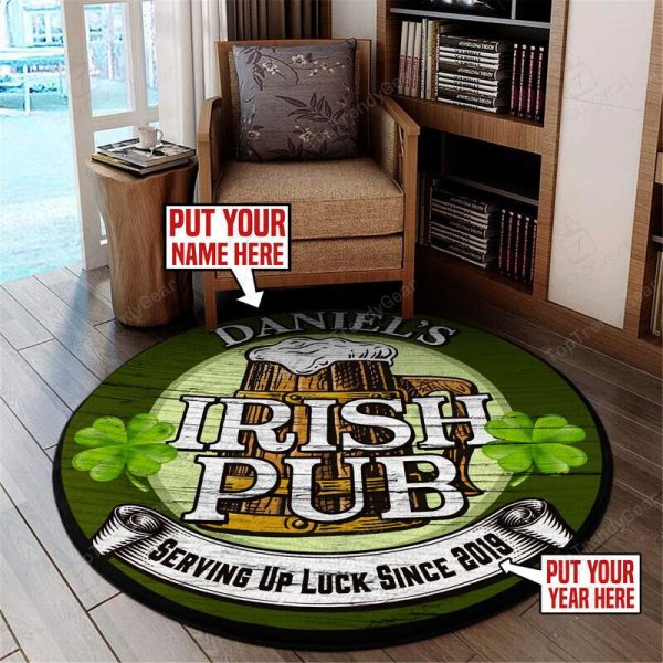 Personalized Irish Pub Living Room Round Mat Circle Rug - Image 3