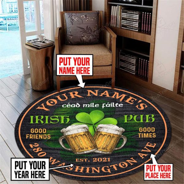 Personalized Irish Pub Living Room Round Mat Circle Rug - Image 5