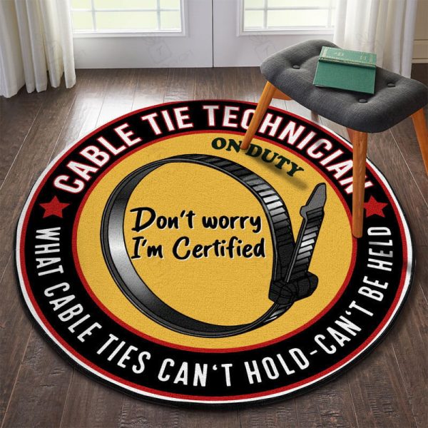 Cable Tie Technician Garage Decor, Home Bar Decor Hot Rod Round Mat