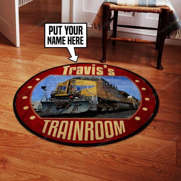 Personalized Up Union Pacific Railroad Round Mat Round Floor Mat Room Rugs Carpet Outdoor Rug Washable Rugs - Image 2