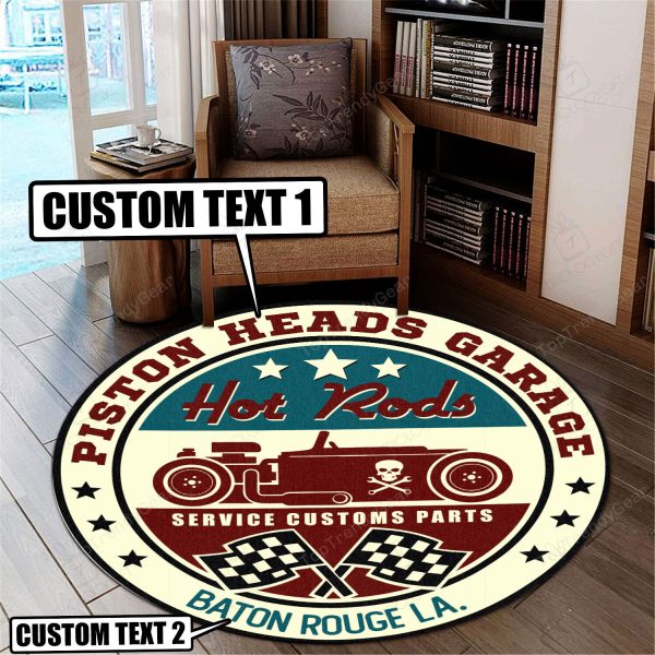 Personalized Hot Rod Service Custom Parts Round Mat Round Floor Mat Room Rugs Carpet Outdoor Rug Washable Rugs - Image 2