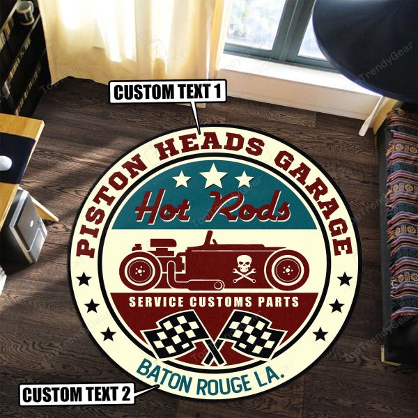 Personalized Hot Rod Service Custom Parts Round Mat Round Floor Mat Room Rugs Carpet Outdoor Rug Washable Rugs - Image 3