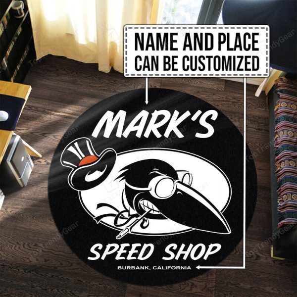 Personalized Hot Rod Speed Shop Garage Round Mat Round Floor Mat Room Rugs Carpet Outdoor Rug Washable Rugs - Image 2