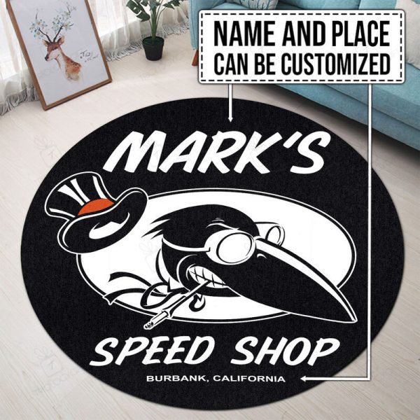 Personalized Hot Rod Speed Shop Garage Round Mat Round Floor Mat Room Rugs Carpet Outdoor Rug Washable Rugs