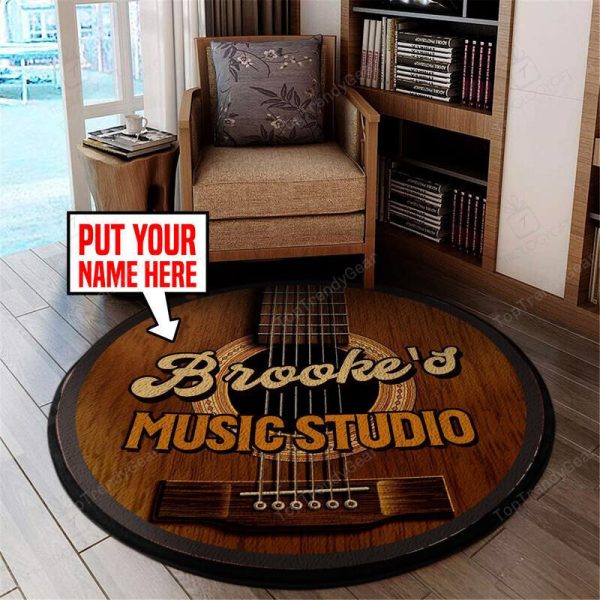 Personalized Music Studio Round Mat 06081 Living Room Rugs, Bedroom Rugs, Kitchen Rugs - Image 2