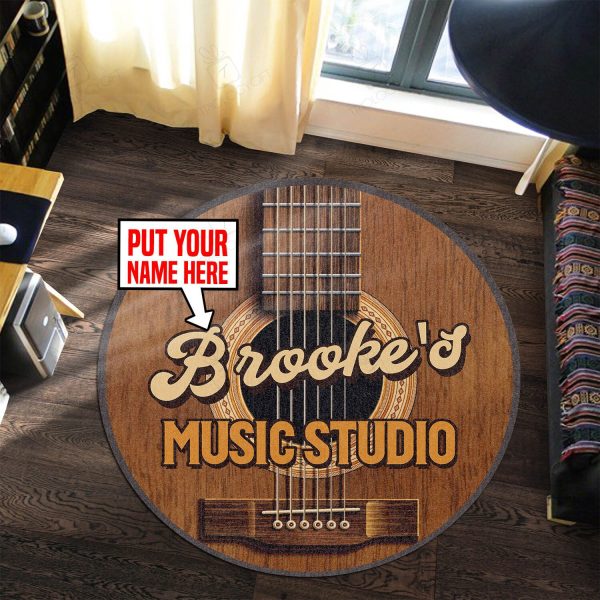 Personalized Music Studio Round Mat 06081 Living Room Rugs, Bedroom Rugs, Kitchen Rugs