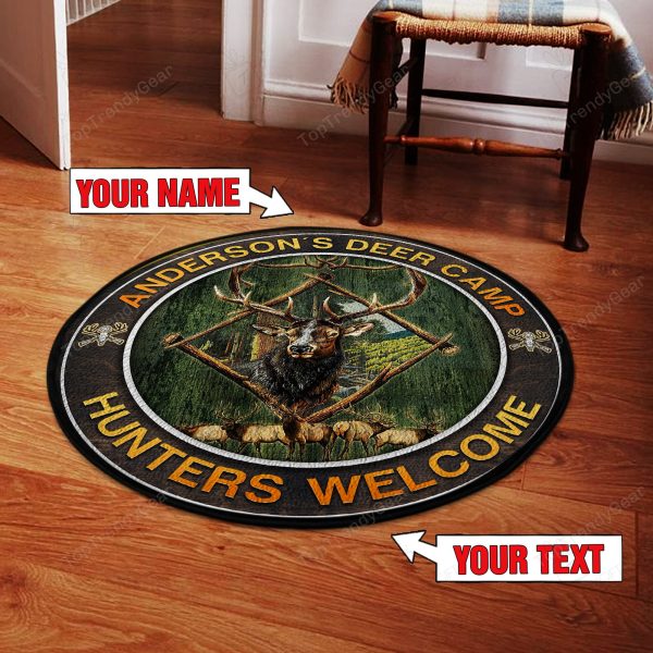 Personalized Hunitng Deer Welcome Round Rug, Carpet 07706 - Image 2