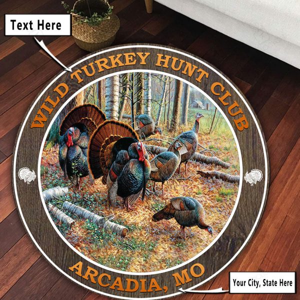 Personanlized Turkey Hunting Welcome Round Rug, Carpet 08678