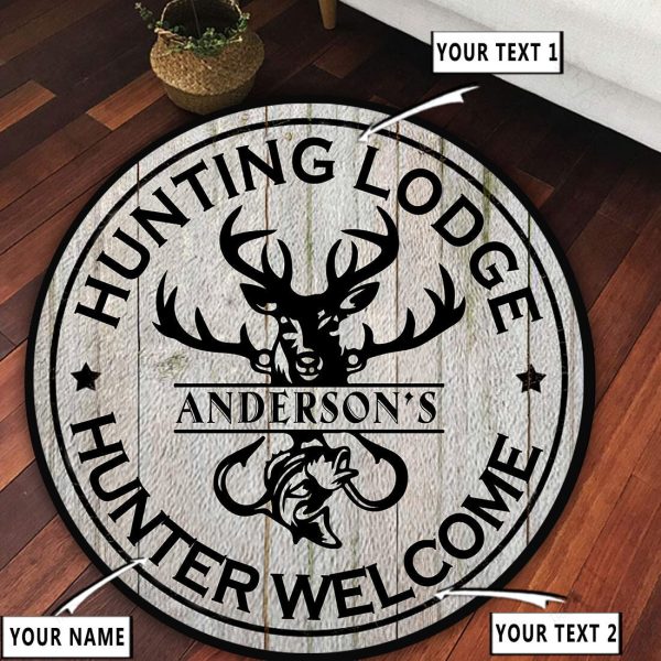 Personalized Hunting Fishing Rustic Round Rug, Carpet 10366 - Image 2