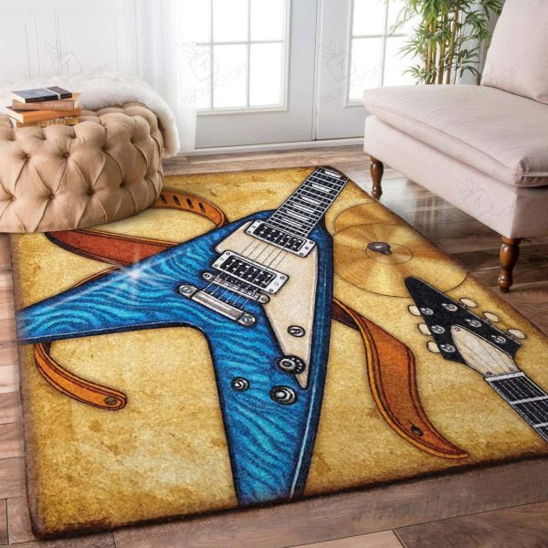 Guitar Rectangle Rug Decor Area Rugs For Living Room Bedroom Kitchen Rugs Home Carpet Flooring Rs014982 Print