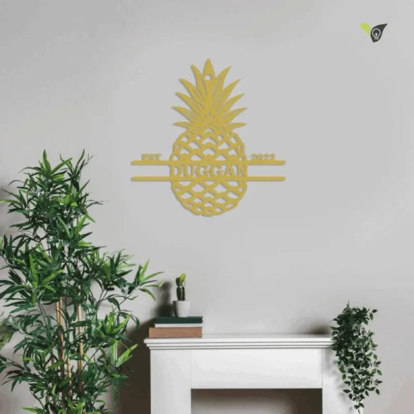 Pineapple Split Name Sign, Metal Wall Art With Led Lights, Metal Wall - Image 4